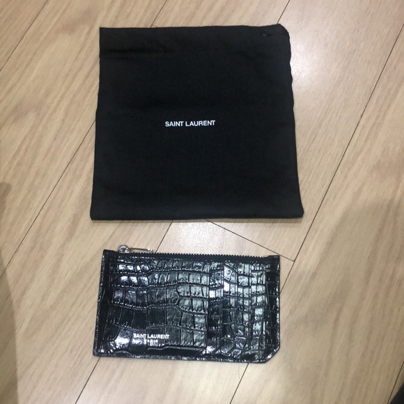 Black croc fragmented card holder - Picture 3 of 10